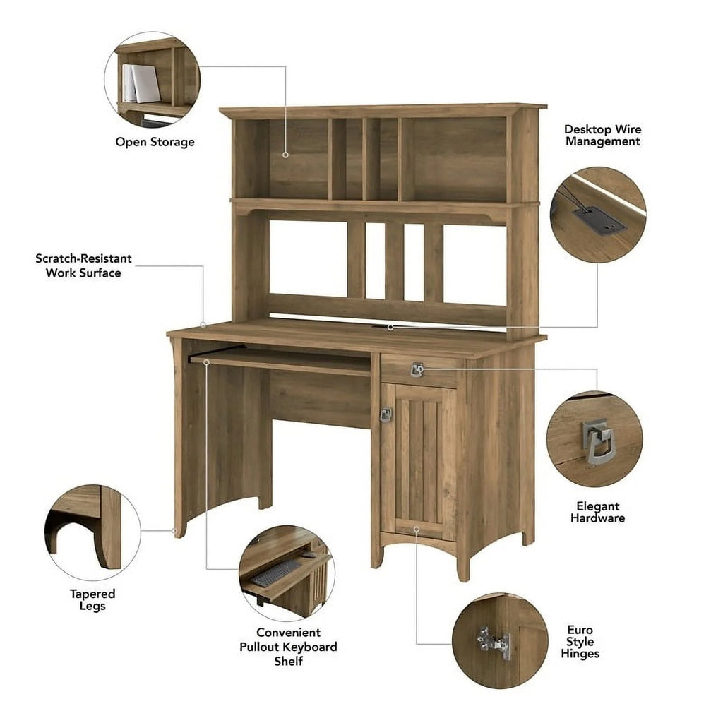 Contemporary Brown Engineered Wood Computer Desk with Hutch S155358