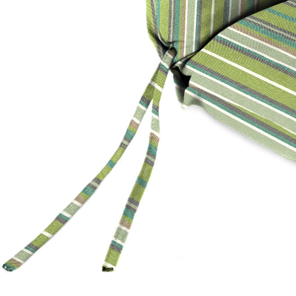 Green Stripe Rectangular Outdoor Chair Cushion with Ties B8540