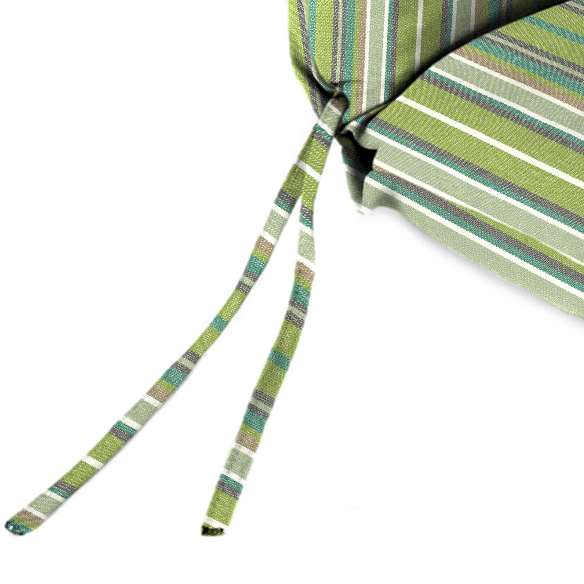 Green Stripe Rectangular Outdoor Chair Cushion with Ties B8540