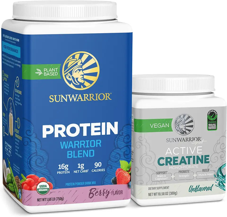 Berry Flavored Vegan Protein Powder and Unflavored Creatine Monohydrate Powder Q626