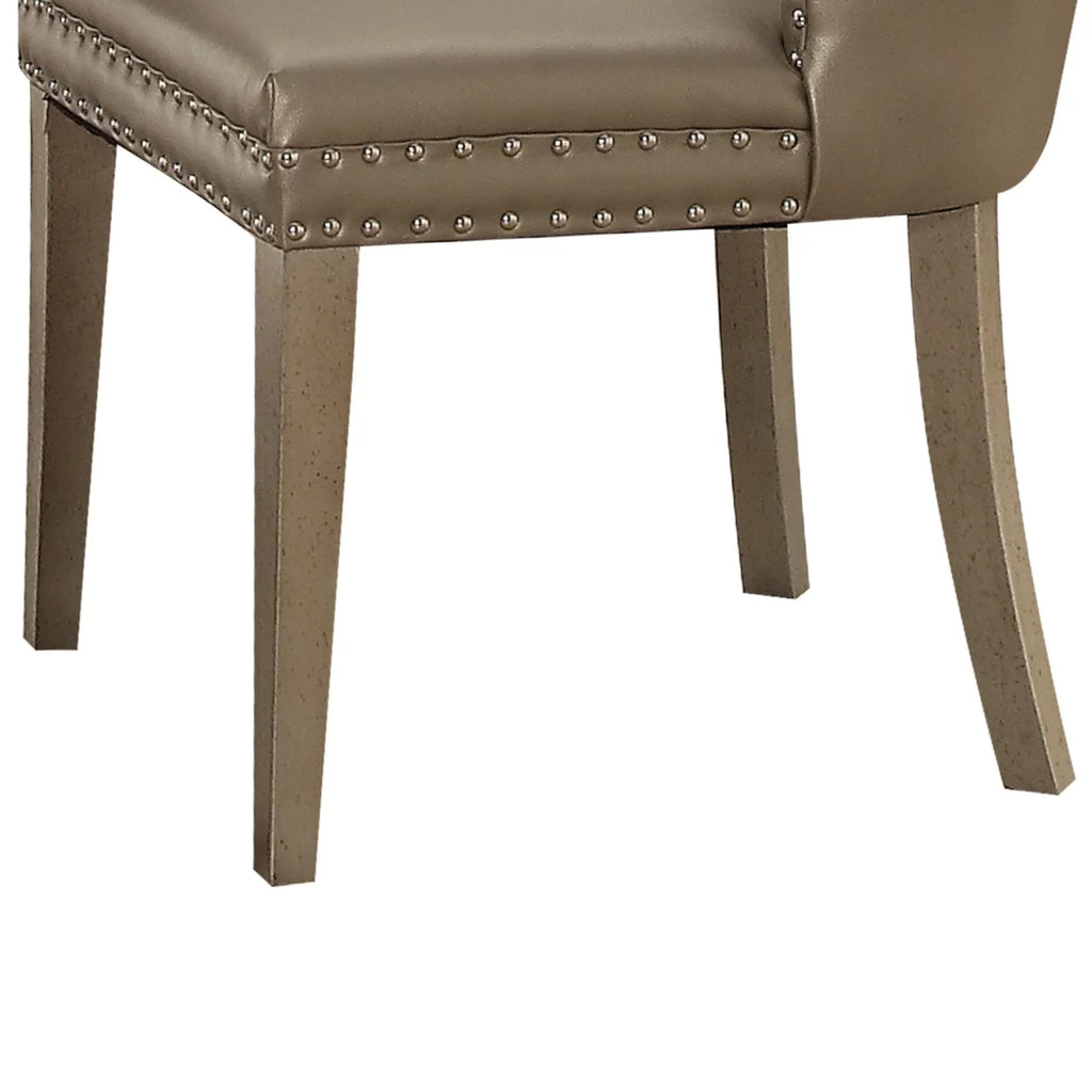 Leatherette Wooden Side Chair, Set of 2 T1680