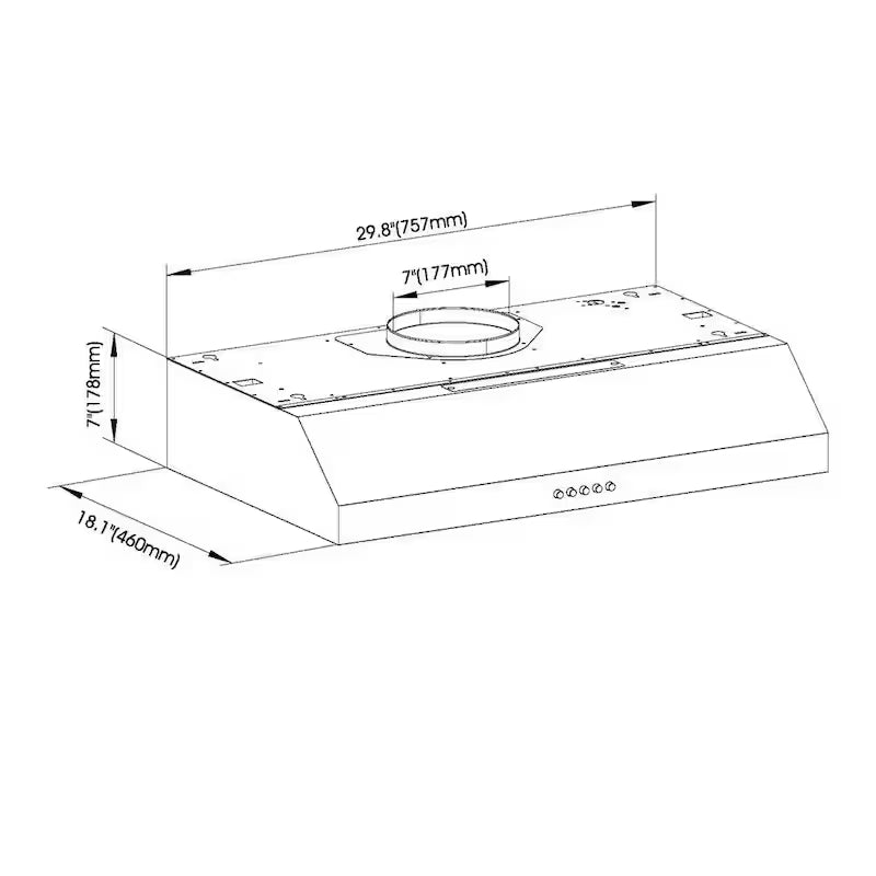 30 in. 500CFM Convertible Under Cabinet Range Hood in Black with LED Lights H3710
