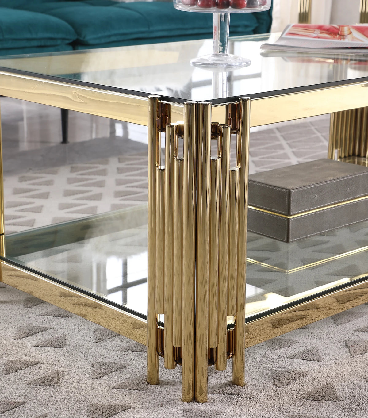 48" Wide Rectangular Glass Top Coffee Table I244121