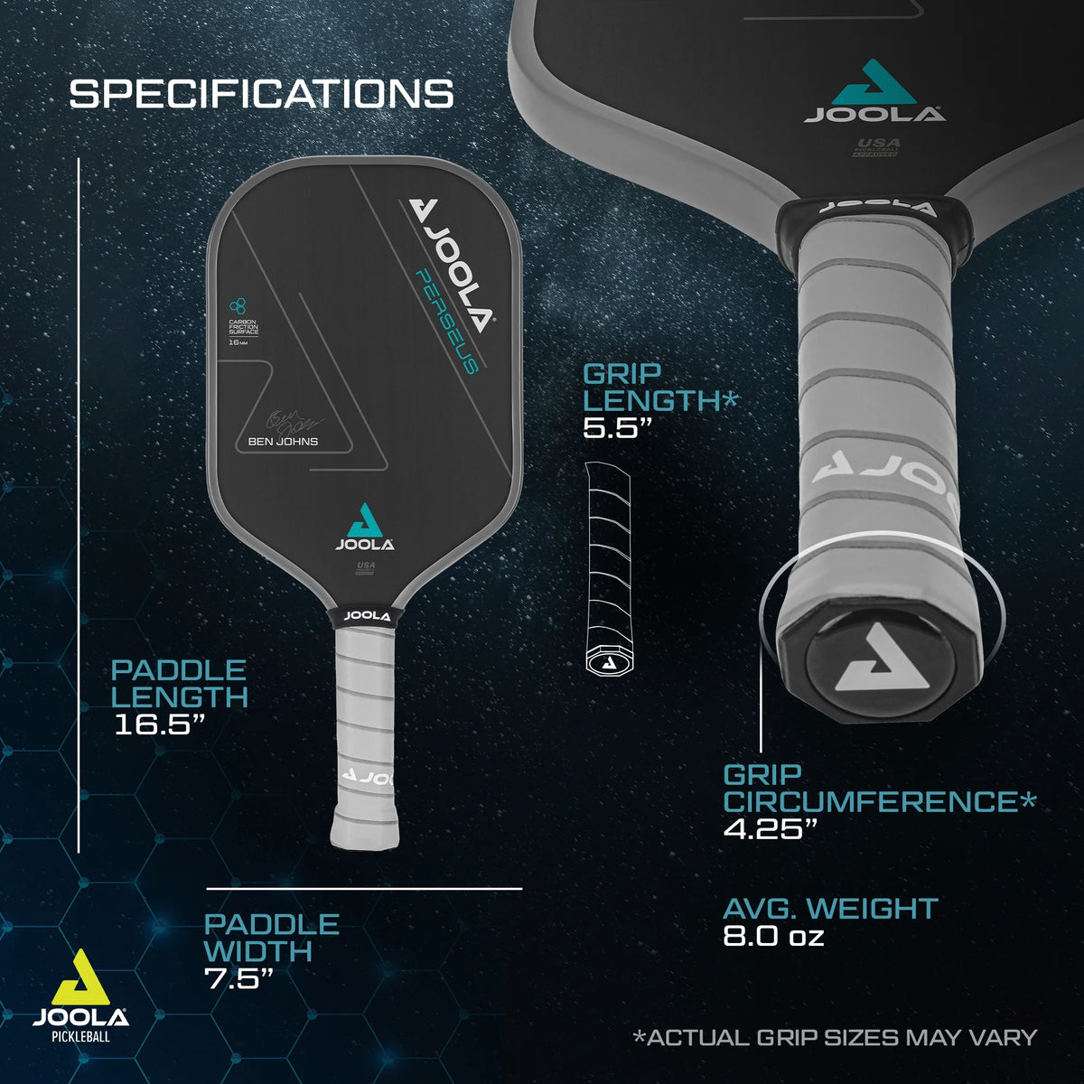 Black 16mm Pickleball Paddle A28398