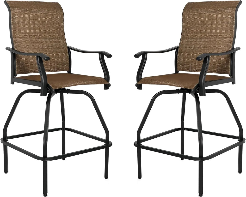 2 Pc Swivel Bar Stools Outdoor Bistro Set A9442