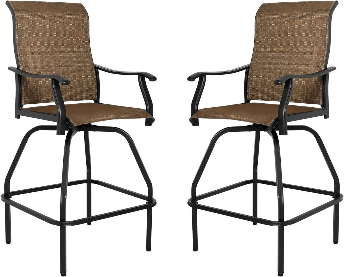 2 Pc Swivel Bar Stools Outdoor Bistro Set A9442