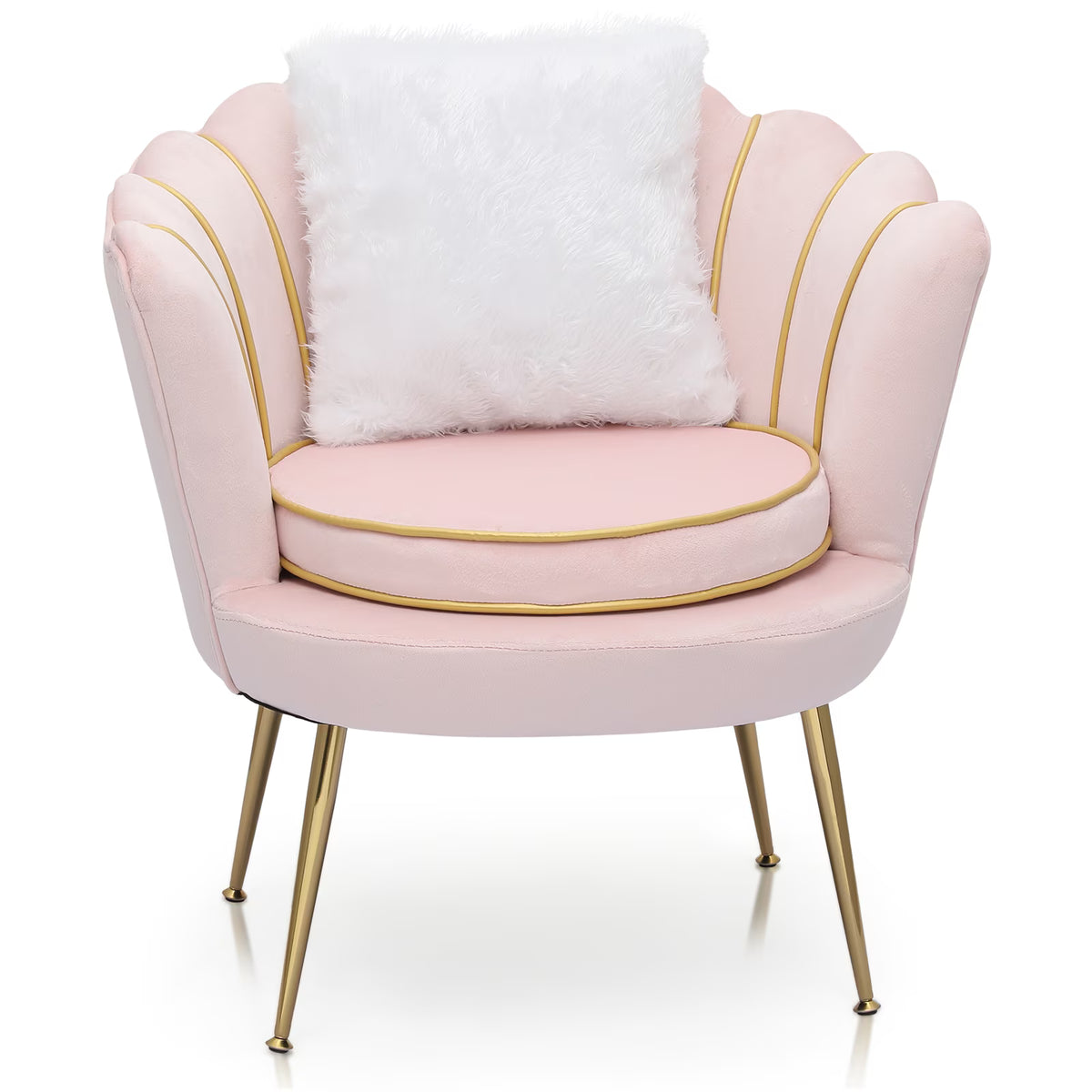 Light Pink Velvet Accent Chair with Pillow G3009