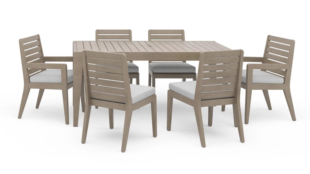 Gray Wood Outdoor Dining Table and Six Chairs Q2958
