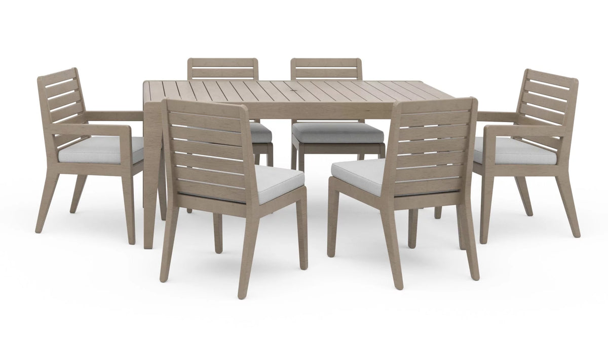 Gray Wood Outdoor Dining Table and Six Chairs Q2958