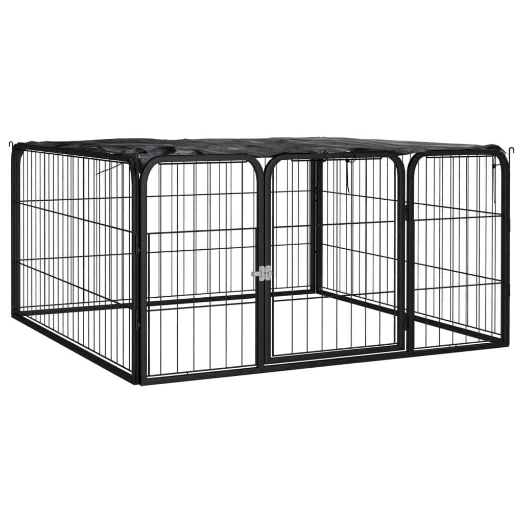 Black 4 Panel Powder-coated Steel Dog Playpen W5402