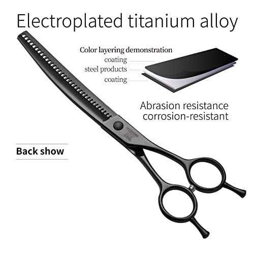 Professional Dog Grooming Curved Thinning Scissors 7.0" 440C Steel F77785