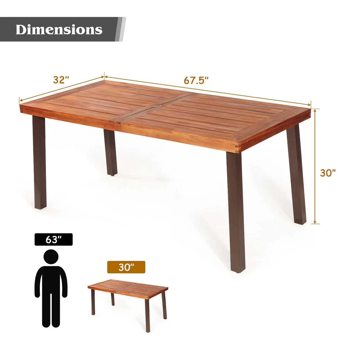 Acacia Wood Rectangular Dining Table K702196