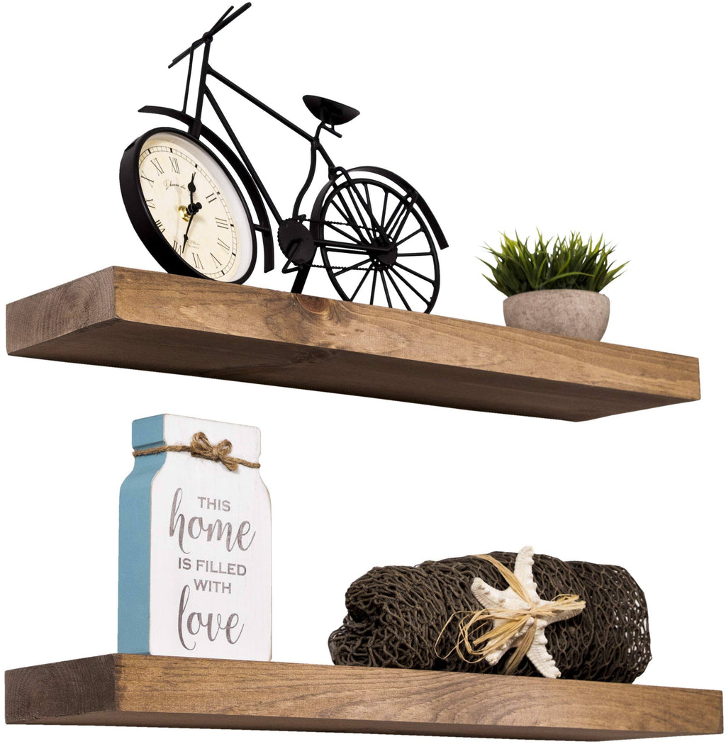 Rustic Wood Wall Shelf Set of 2 B71979
