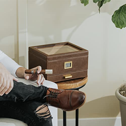 Glass Top Humidor with Cedar and Digital Hygrometer P584
