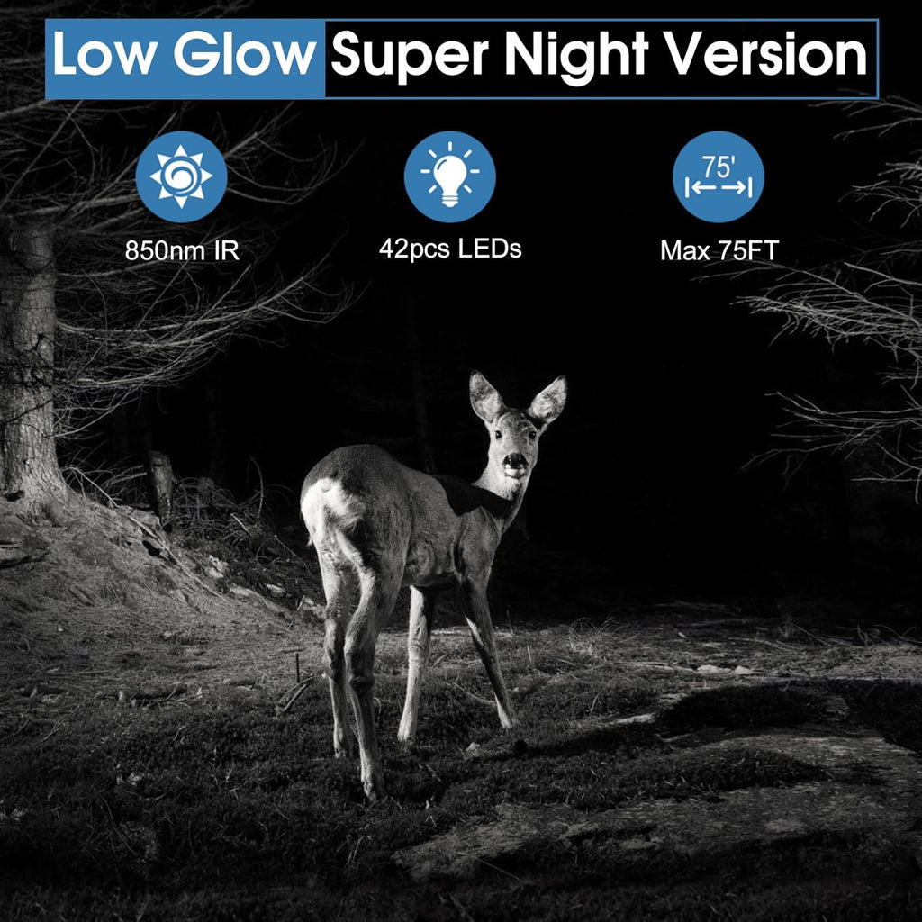 4K 30MP WiFi Trail Camera with 850nm Low Glow Night Vision and 32GB Card O9487