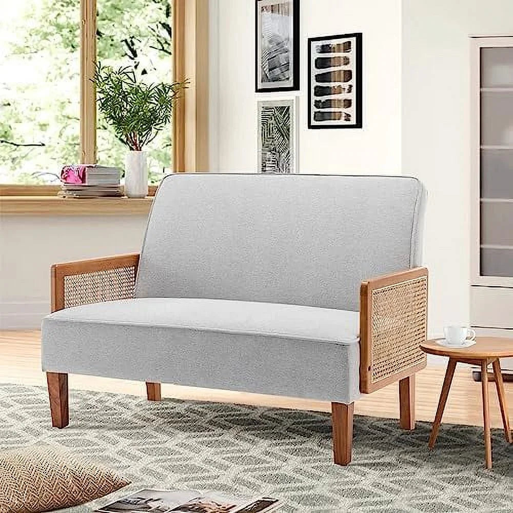 Light Gray Upholstered Small Loveseat Sofa C11439