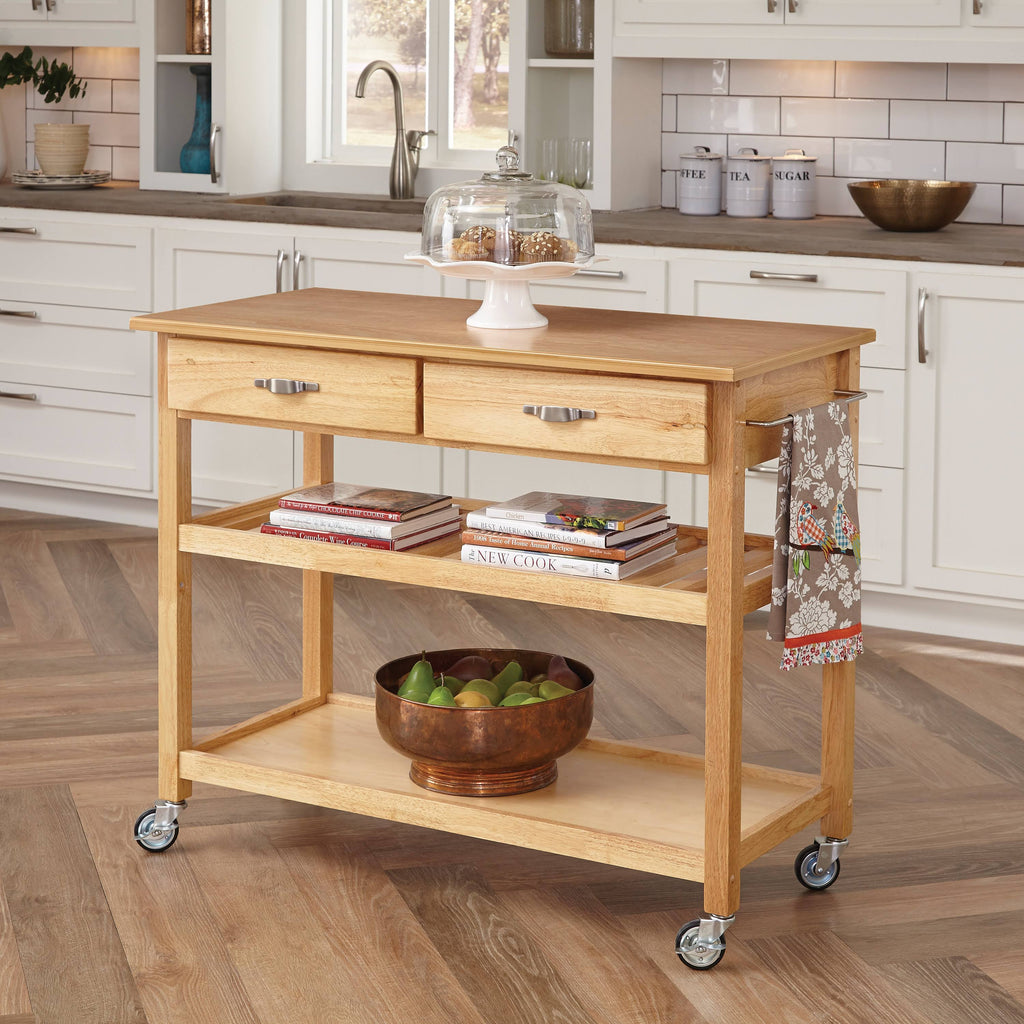 Natural Solid Wood Top Kitchen Cart D9187