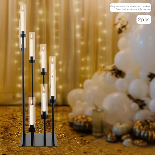 2 Pack Black 8 Arms Floor Candelabra V359246