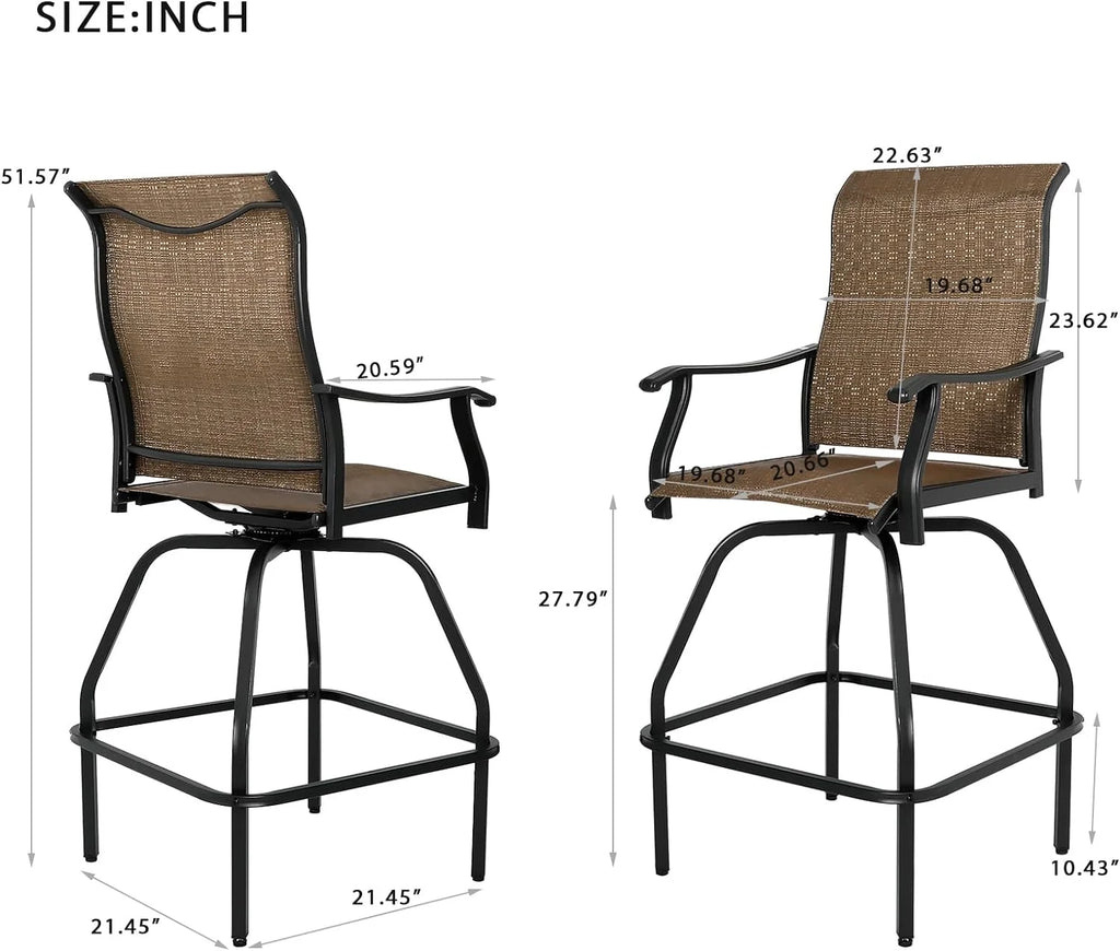 2 Pc Swivel Bar Stools Outdoor Bistro Set A9442