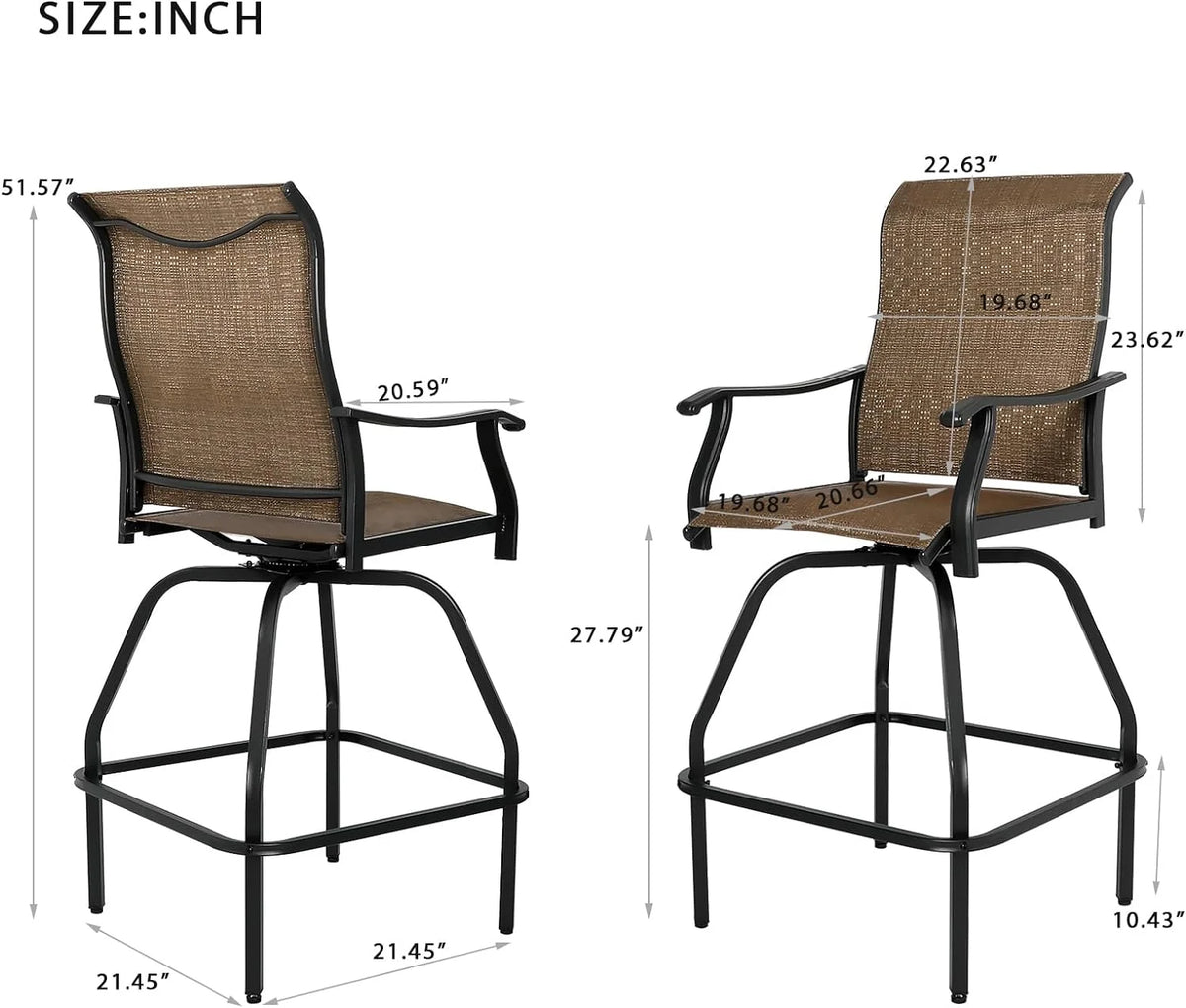 2 Pc Swivel Bar Stools Outdoor Bistro Set A9442