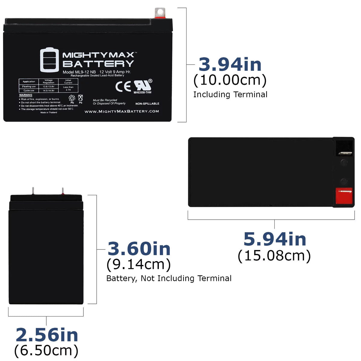 12 Volt 9 AH Rechargeable SLA AGM Battery K78313