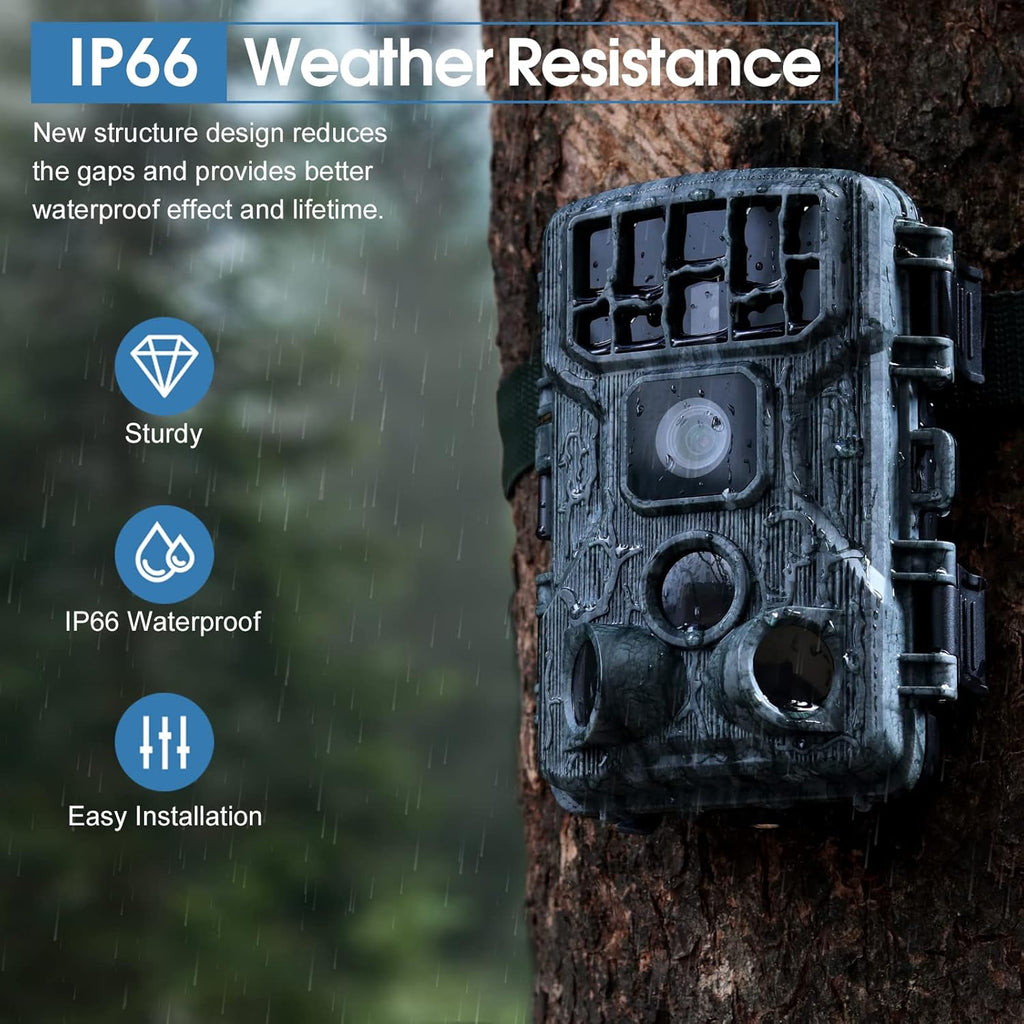 4K 30MP WiFi Trail Camera with 850nm Low Glow Night Vision and 32GB Card O9487