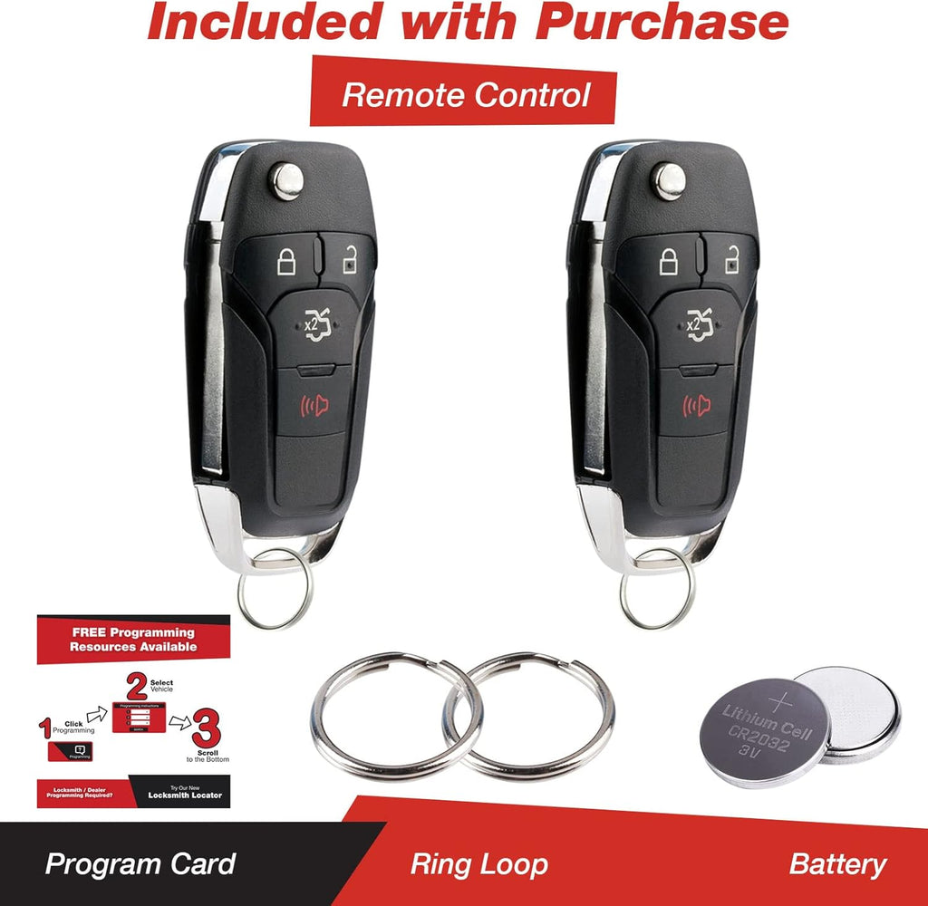 Keyless Entry Car Remote Uncut Ignition Flip Key Fob (Pack of 2) K48594