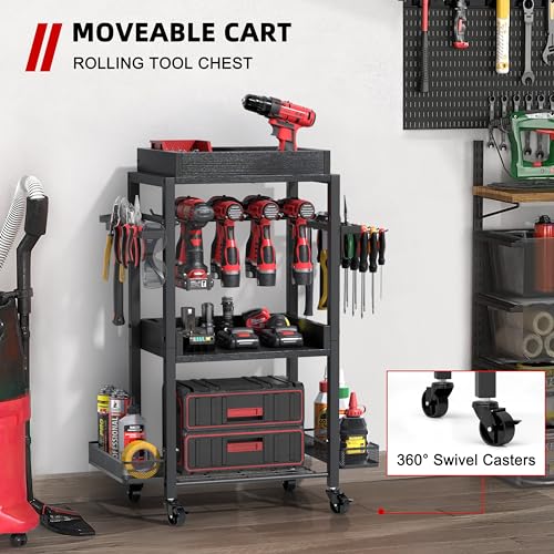Power Tool Organizer with Rolling Cart and Open Tool Chest Cabinet S83481
