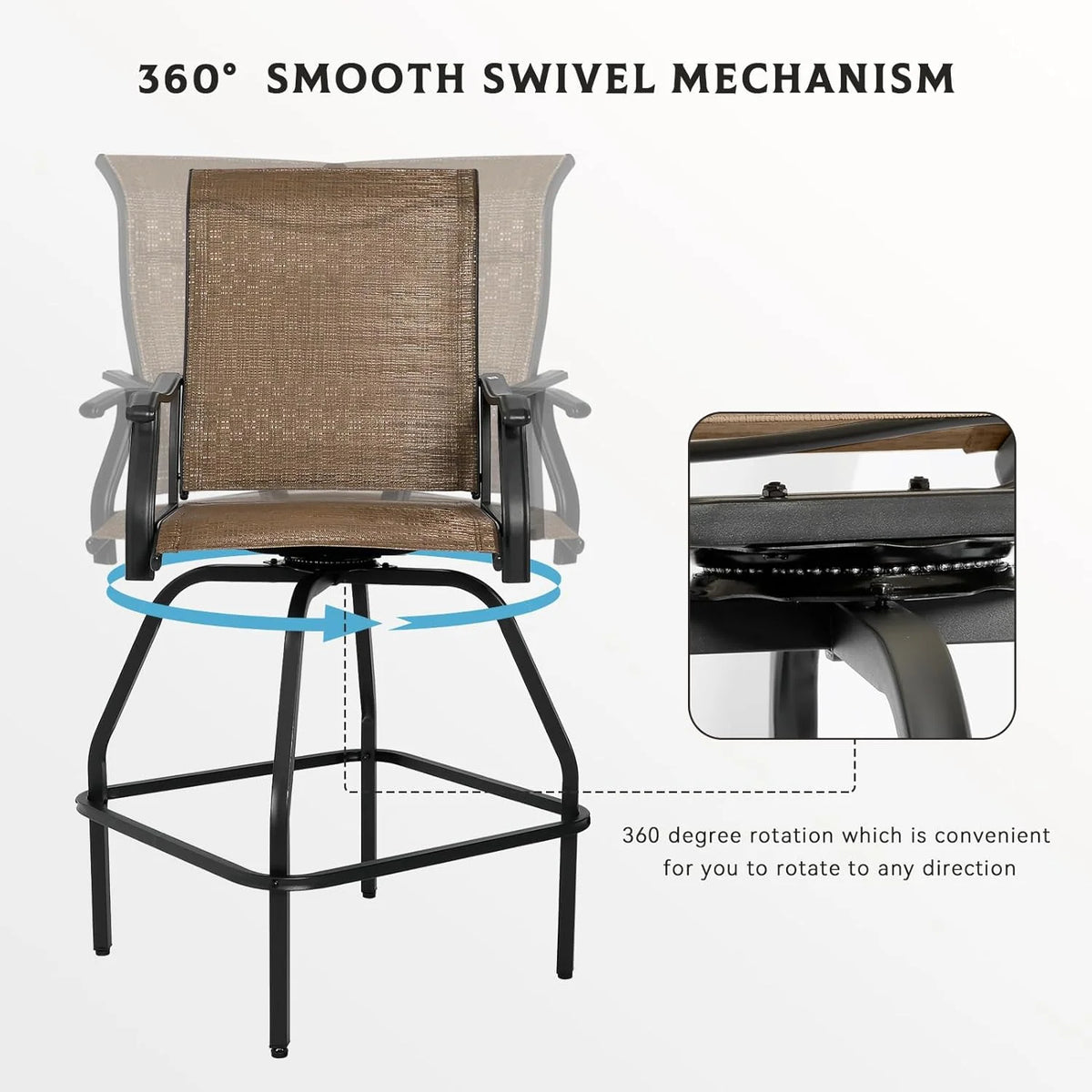 2 Pc Swivel Bar Stools Outdoor Bistro Set A9442