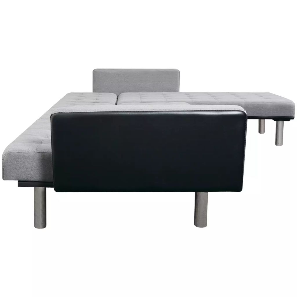 L-shaped Sofa Bed Fabric Black and Gray Z957573