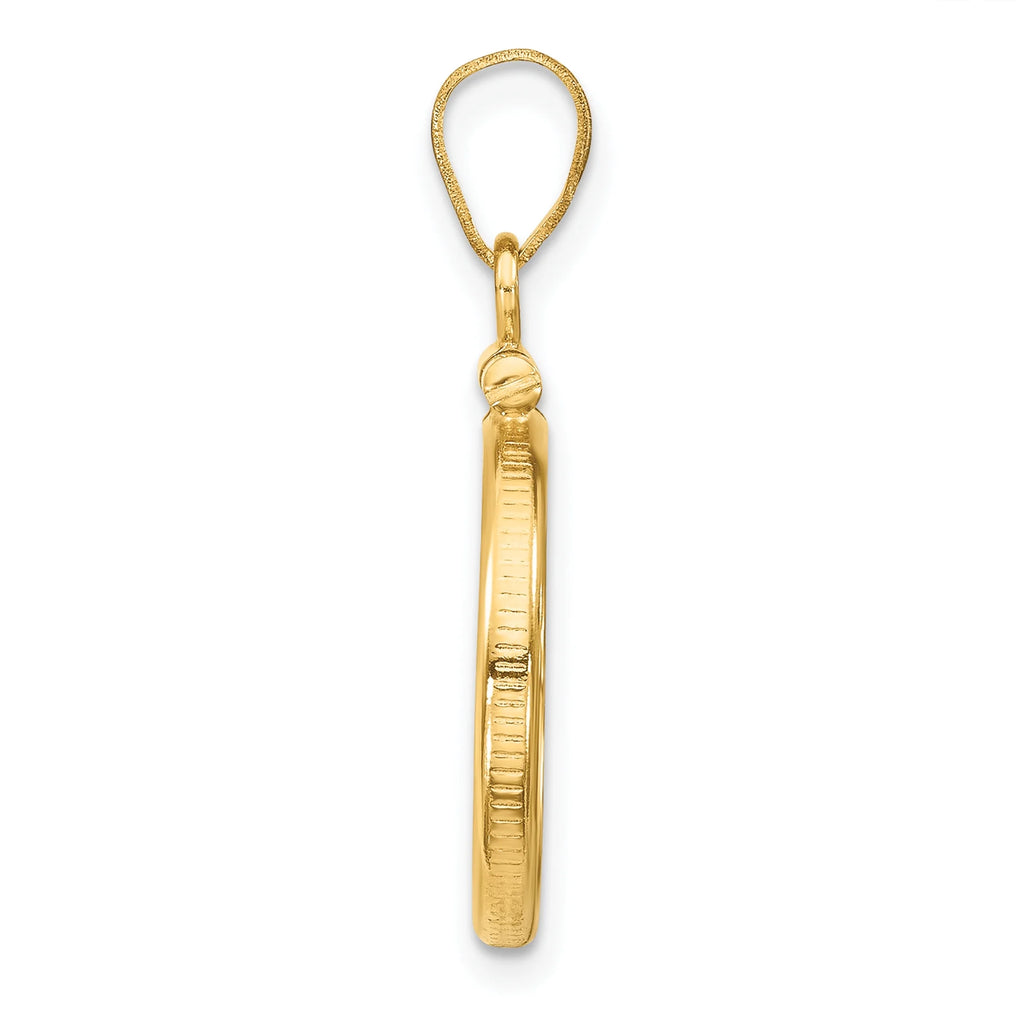 14K Yellow Gold Polished Screw Top Coin Bezel Pendant I3123