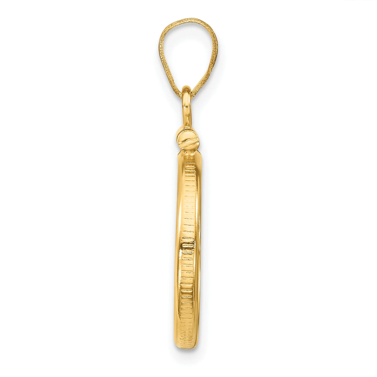 14K Yellow Gold Polished Screw Top Coin Bezel Pendant I3123