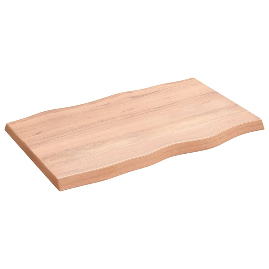 Solid Oak Wood Table Light Brown Live Edge 6.7x19.7x1.6 Inches Z663