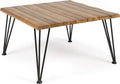 Teak Finish Acacia Wood Coffee Table with Iron Frame T64596