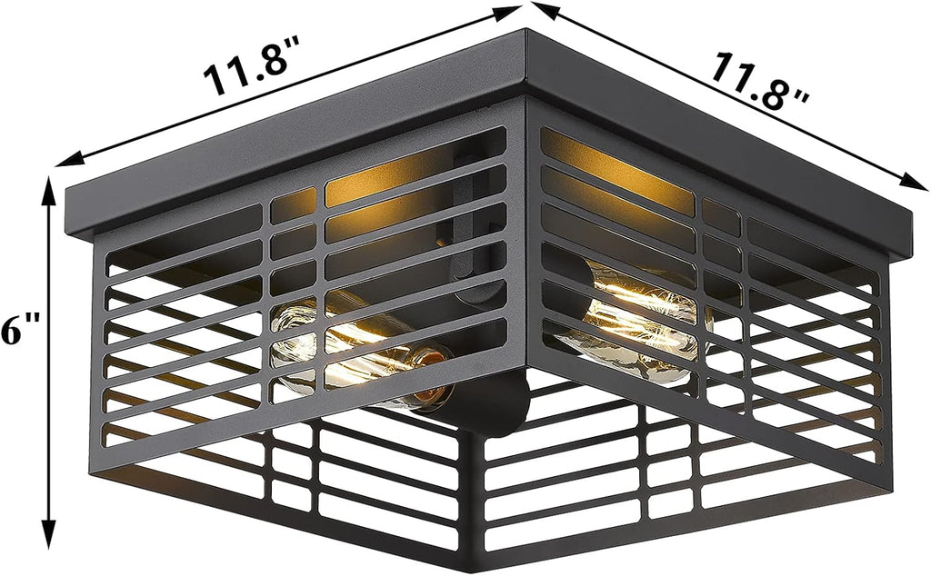 Black 2-Light Flush Mount Ceiling Light D911451