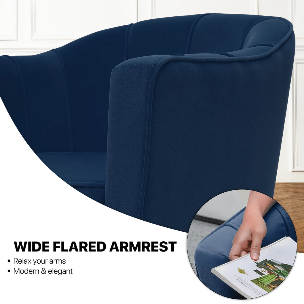 Navy Blue Upholstered Barrel Chair with Pillow Z155