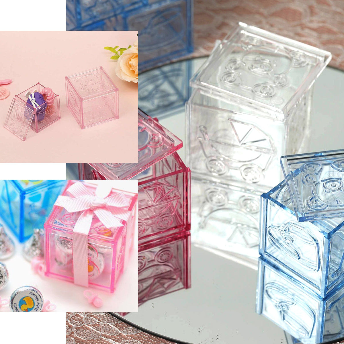 Pink Fillable Baby Blocks Party Favor Gift - 12/pk D551569