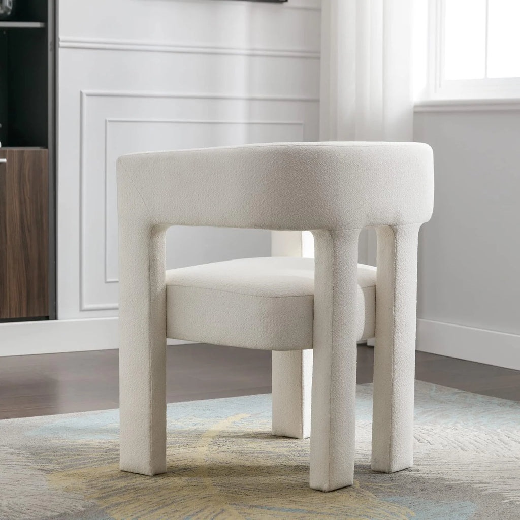 Beige Upholstered Accent Chair with Solid Wood Frame J901321
