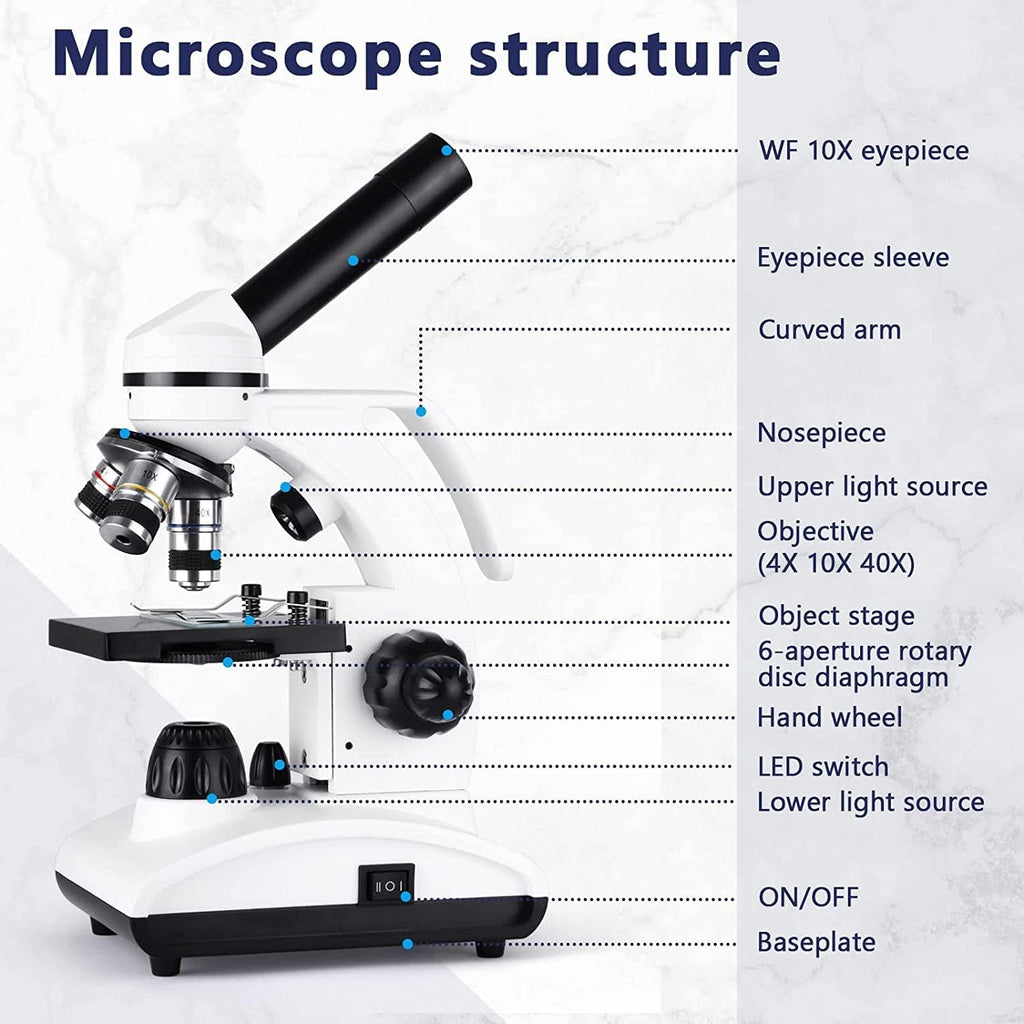Cordless Biological Compound Monocular Microscope with Slides Set and Phone Adapter Z72946