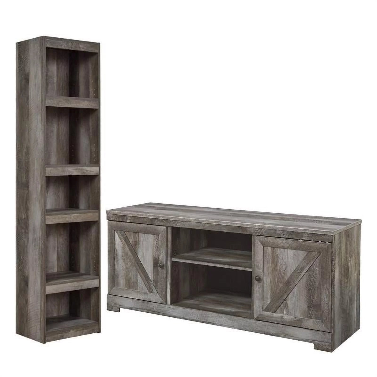 2-Piece Set with 63" TV Stand and Engineered Wood Pier in Gray Y80482