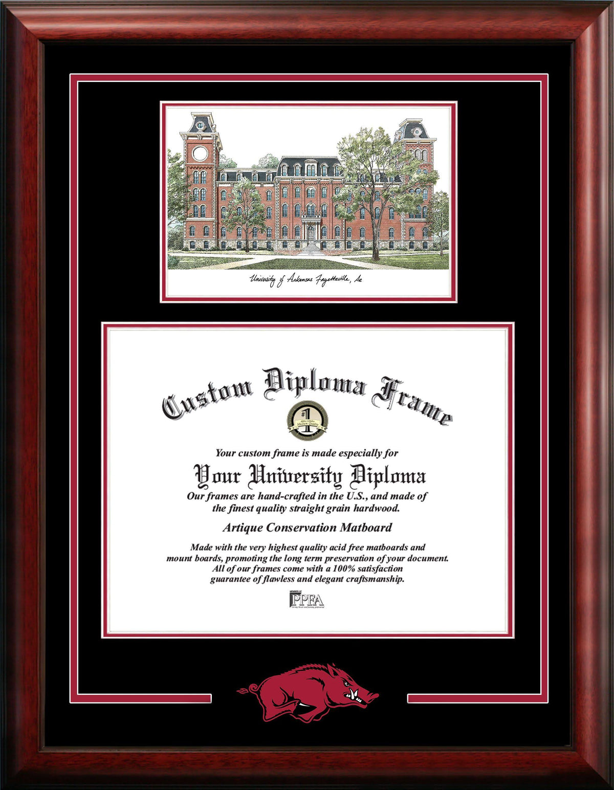 Diploma Frame with Campus Images Lithograph X6465