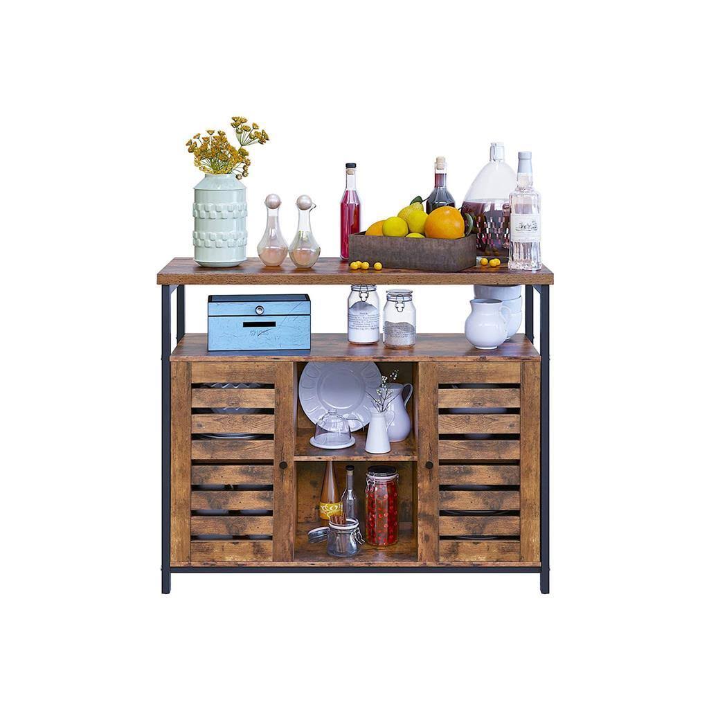 Storage Sideboard with Cupboard, Shelves, Louvered Doors O1297