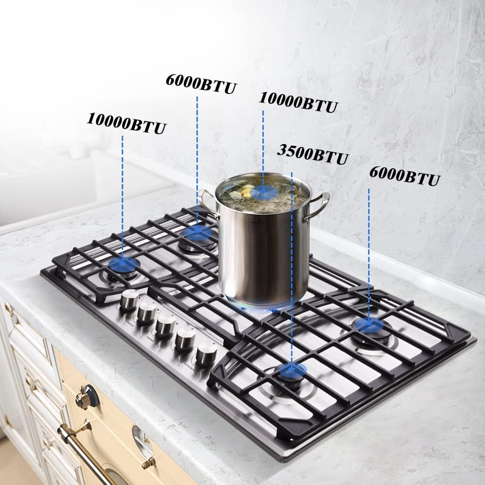 30 Inch Stainless Steel Gas Cooktop with 5 Sealed Burners X4743