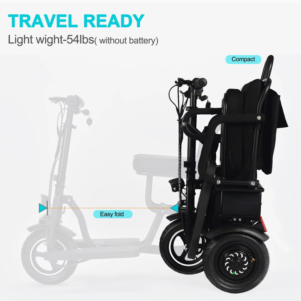 Foldable 3 Wheel Mobility Scooter with Lithium Battery G584