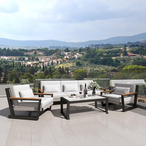 4 Seats Aluminum Outdoor Sofa Set with Coffee Table N380