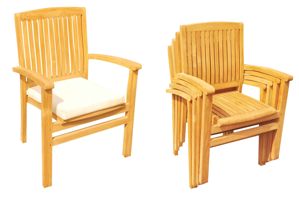 Grade-A Teak 4 Pc Dining Set with 48" Round Butterfly Table and 3 Stacking Arm Chairs D657