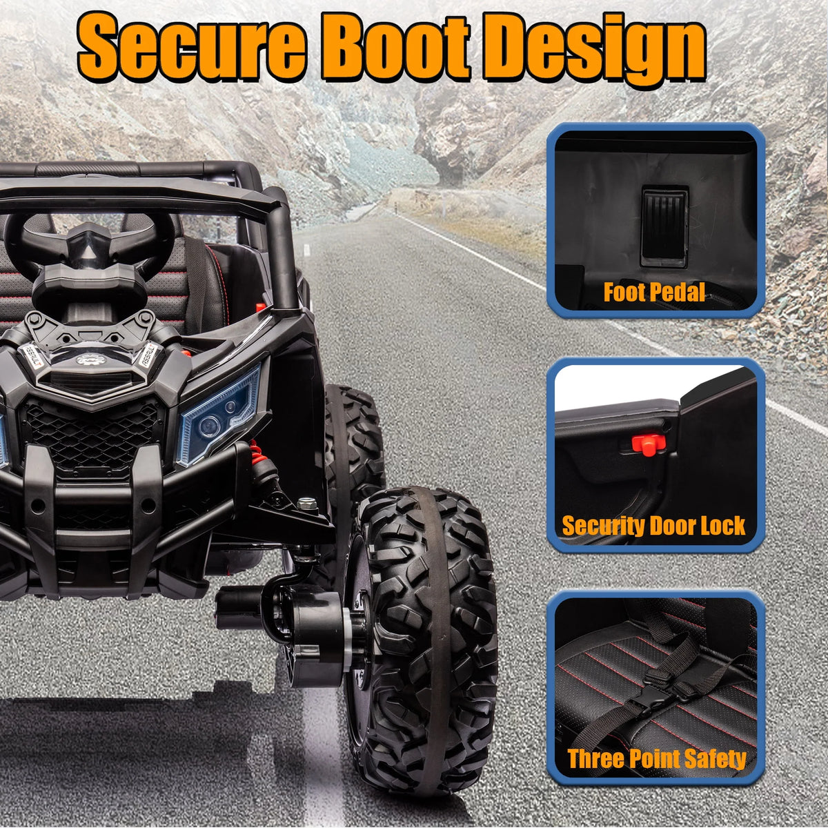 24V Ride On Truck Car with Parent Remote Control, Black Y619488