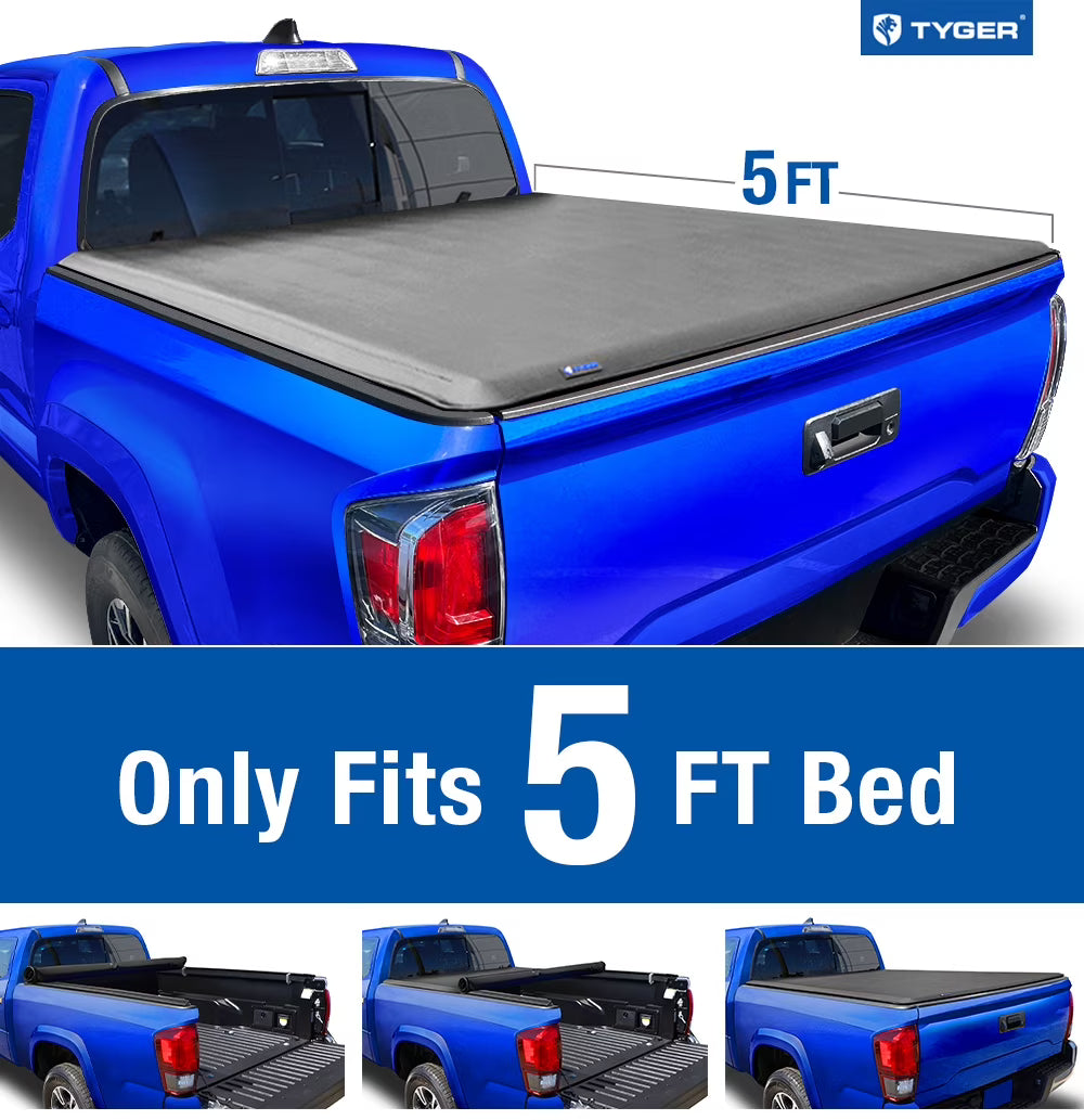 Soft Roll-up Truck Bed Tonneau Cover for 2016-2023 Toyota Tacoma 5' Bed Vinyl W218