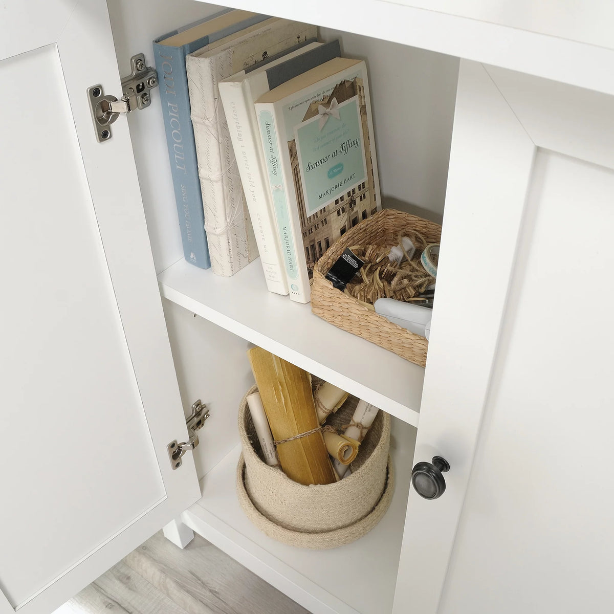 Soft White Storage Console TV Stand C257