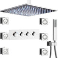 16 Inch LED Rain Shower System with Body Jets, Polished Chrome Brass Ceiling Mounted Shower Faucet Combo M764